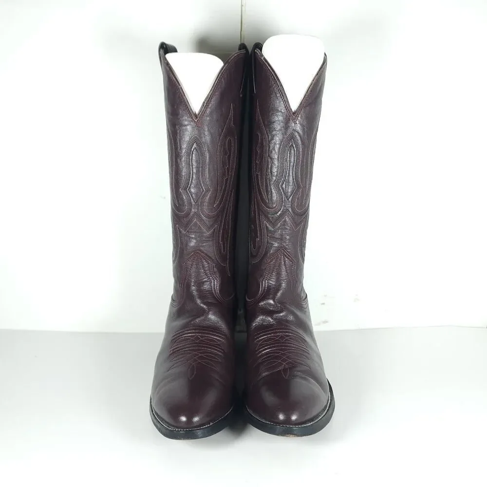 Nocona Men's US 9D 8011 Brown Leather Embroidered Western Cowboy Boots